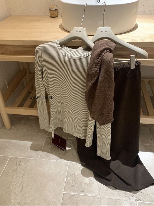 韓系條紋撞色百搭修身顯瘦T恤-5色 韓系條紋撞色百搭修身顯瘦T恤-5色