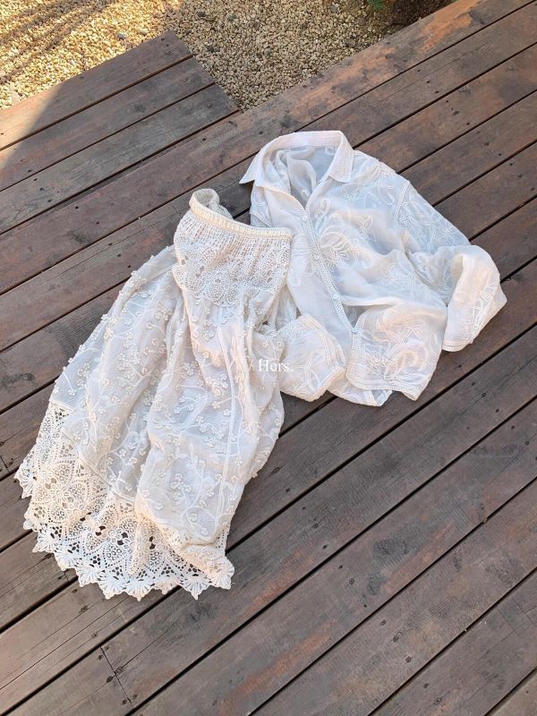 法式復古氣質重工提花鏤空蕾絲裙 法式復古氣質重工提花鏤空蕾絲裙