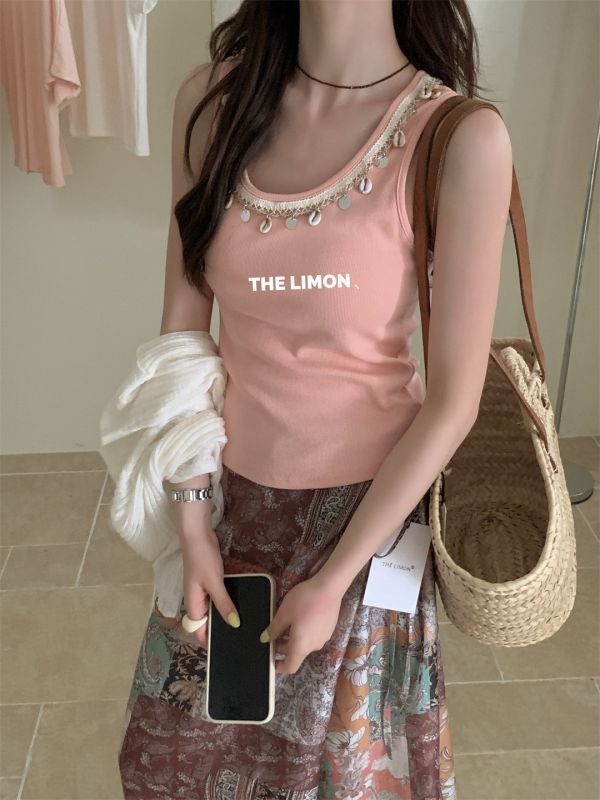 夏季貝殼修身吊帶背心-4色 夏季貝殼修身吊帶背心-4色