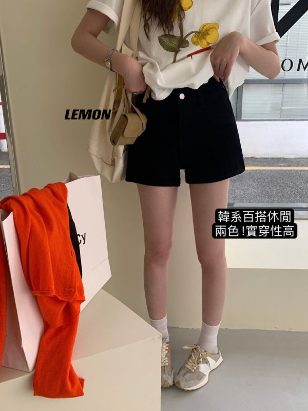 韓系百搭休閒褲高腰A版純色短褲-2色 韓系百搭休閒褲高腰A版純色短褲-2色