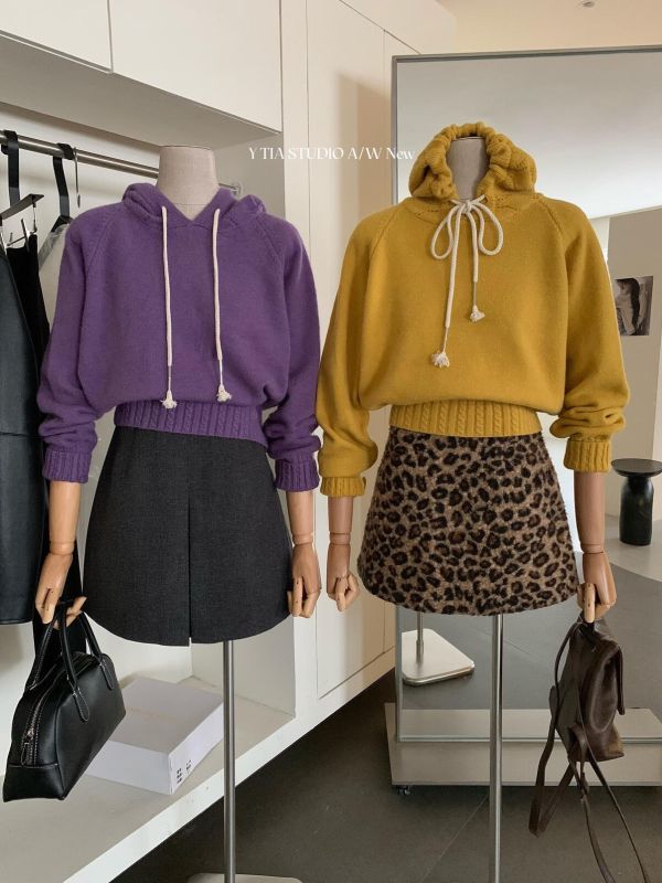 慵懶風鏤空花紋抽繩連帽保暖毛衣-5色 慵懶風鏤空花紋抽繩連帽保暖毛衣-5色