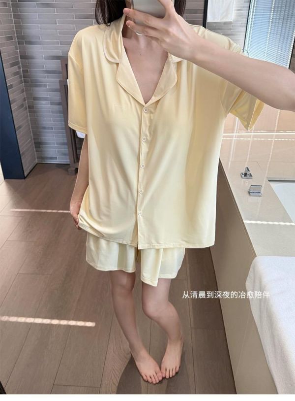 自帶柔光濾鏡顯白帶胸墊睡衣套裝-4色 自帶柔光濾鏡顯白帶胸墊睡衣套裝-4色