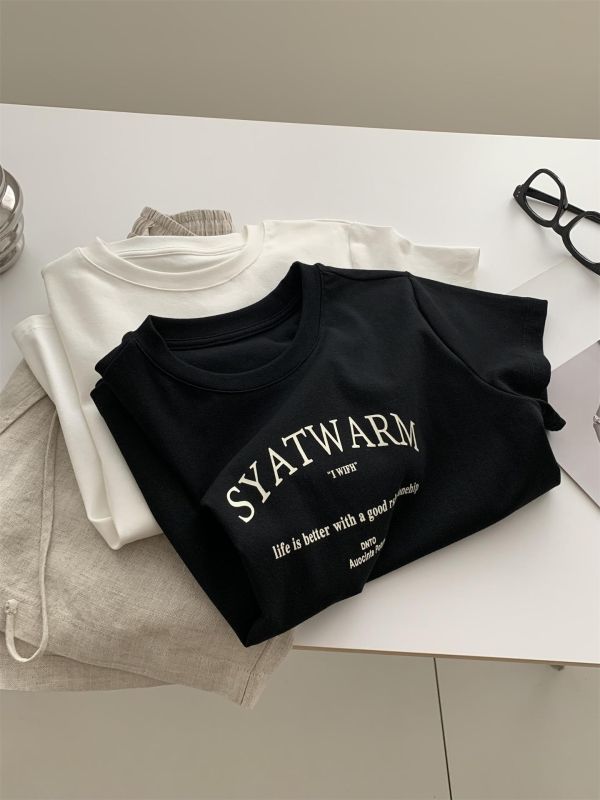 簡約字母印花棉百搭款上衣-2色 簡約字母印花棉百搭款上衣-2色