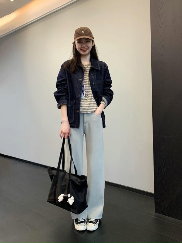 高級摩卡灰～舒適四面彈直筒高腰牛仔褲 高級摩卡灰～舒適四面彈直筒高腰牛仔褲