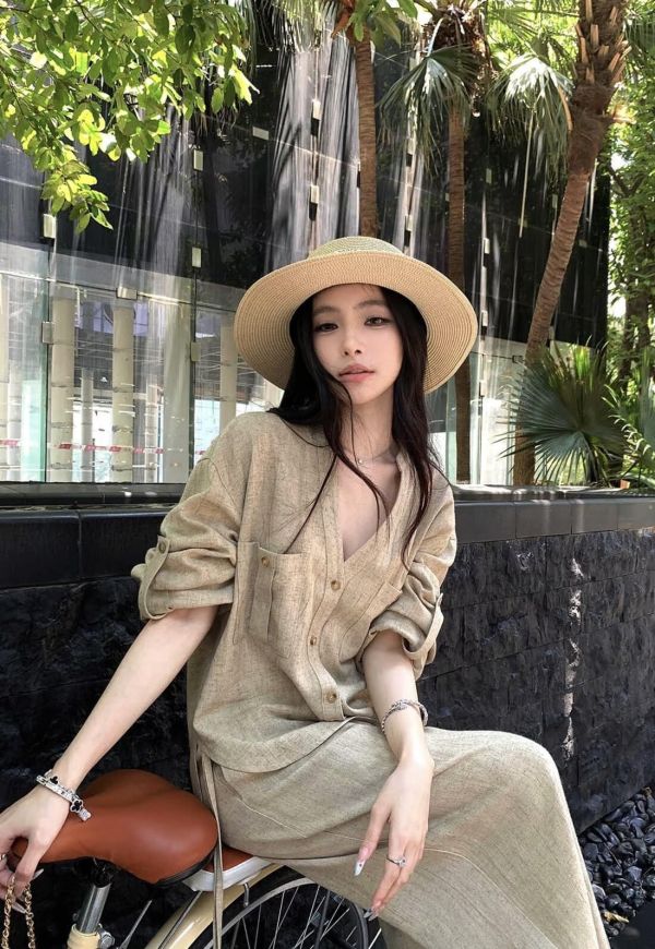 老錢亞麻百搭襯衫+寬鬆闊腿褲鬆弛感兩件套裝 老錢亞麻百搭襯衫+闊腿褲兩件套