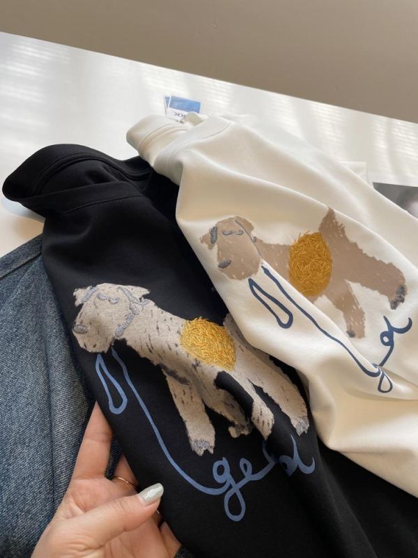 小狗刺繡百搭簡約棉質上衣-2色 小狗刺繡百搭簡約棉質上衣-2色