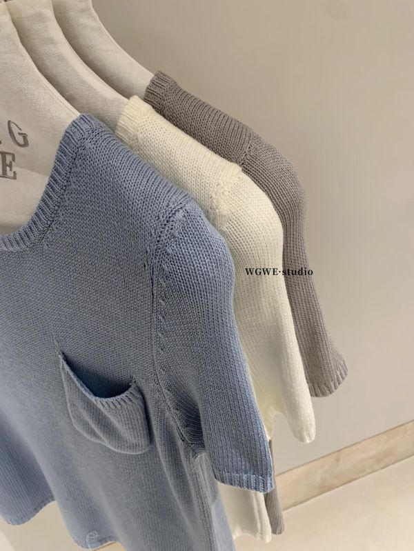 設計感後背繫帶薄款針織上衣-3色 設計感後背繫帶薄款針織上衣-3色