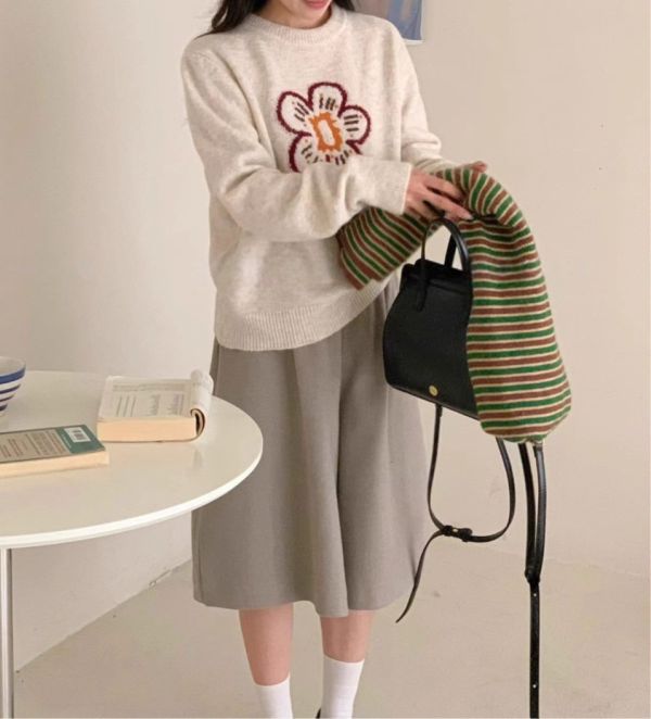 Korea 可愛小花毛衣-3色 Korea 可愛小花毛衣-3色