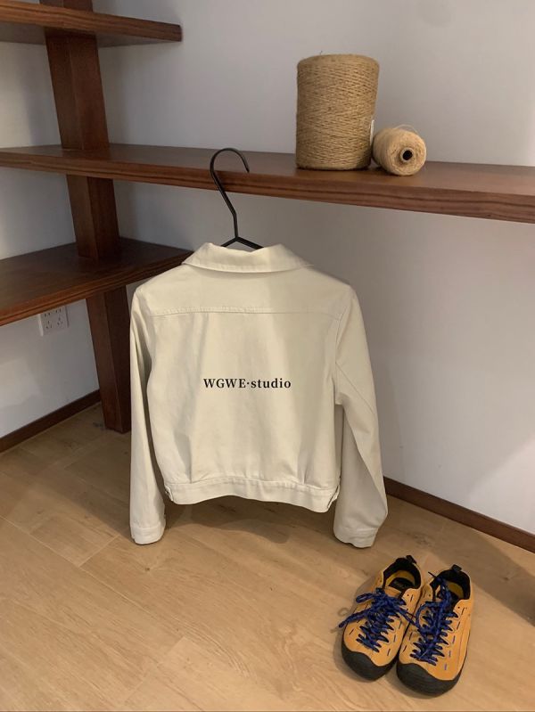 美式復古斜紋修身口袋拉鏈工裝外套 美式復古斜紋修身口袋拉鏈工裝外套