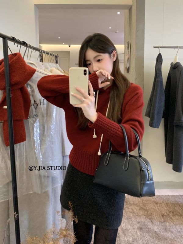 慵懶風鏤空花紋抽繩連帽保暖毛衣-5色 慵懶風鏤空花紋抽繩連帽保暖毛衣-5色