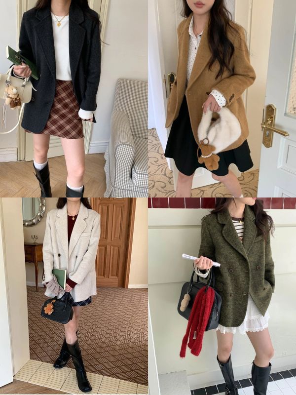 穿上氣質上升 質感羊毛雙面呢西裝外套-4色 穿上氣質上升 質感羊毛雙面呢西裝外套-4色