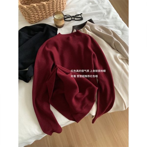 氣質顯瘦無縫一體半高領打底針織上衣-5色 氣質顯瘦無縫一體半高領打底針織上衣-5色