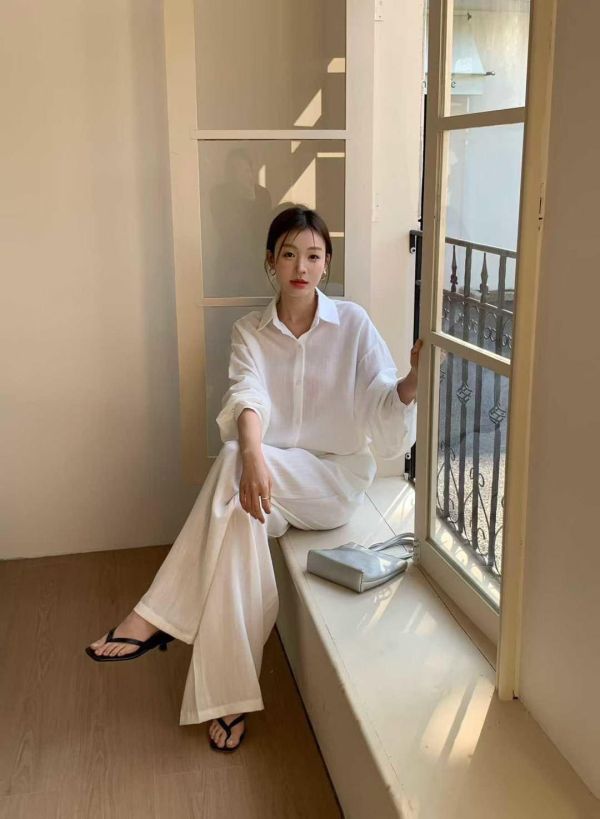 垂感仙氣 慵懶襯衫+寬褲SET-3色 垂感仙氣 慵懶襯衫+寬褲SET-3色