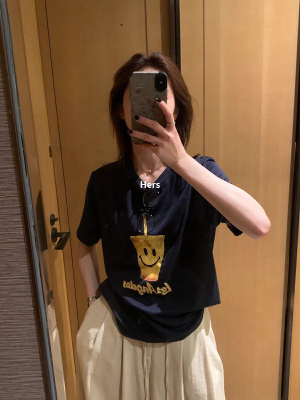 韓系簡約笑臉咖啡休閒趣味T-3色 韓系簡約笑臉咖啡休閒趣味T-3色