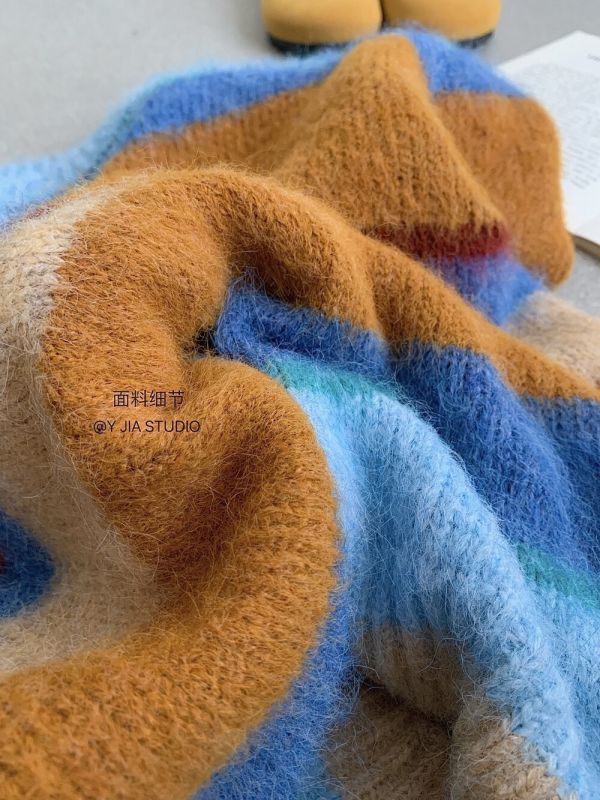 韓系多巴胺條紋撞色保暖毛衣 韓系多巴胺條紋撞色保暖毛衣