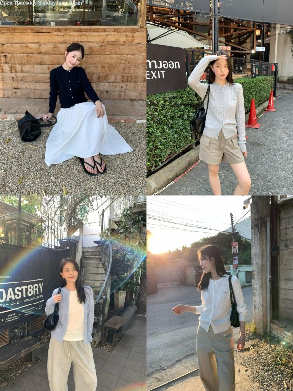 質感麻花時尚學院風小標圓領針織開衫上衣-5色 質感麻花時尚學院風小標圓領針織開衫上衣-5色