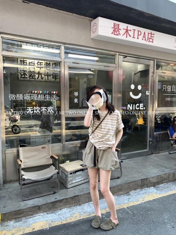 休閒復古條紋寬鬆舒適T 休閒復古條紋寬鬆舒適T