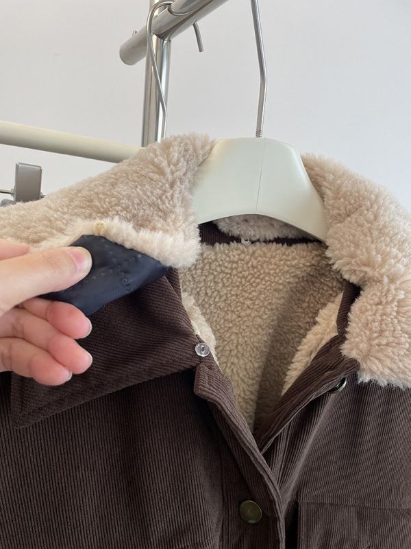 復古燈芯絨工裝短款外套 加厚羊羔毛保暖外套-2色 復古燈芯絨工裝短款外套 加厚羊羔毛保暖外套-2色