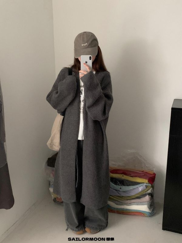 簡約風柔軟百搭寬鬆顯瘦長版針織開衫-4色 簡約風柔軟百搭寬鬆顯瘦長版針織開衫-4色