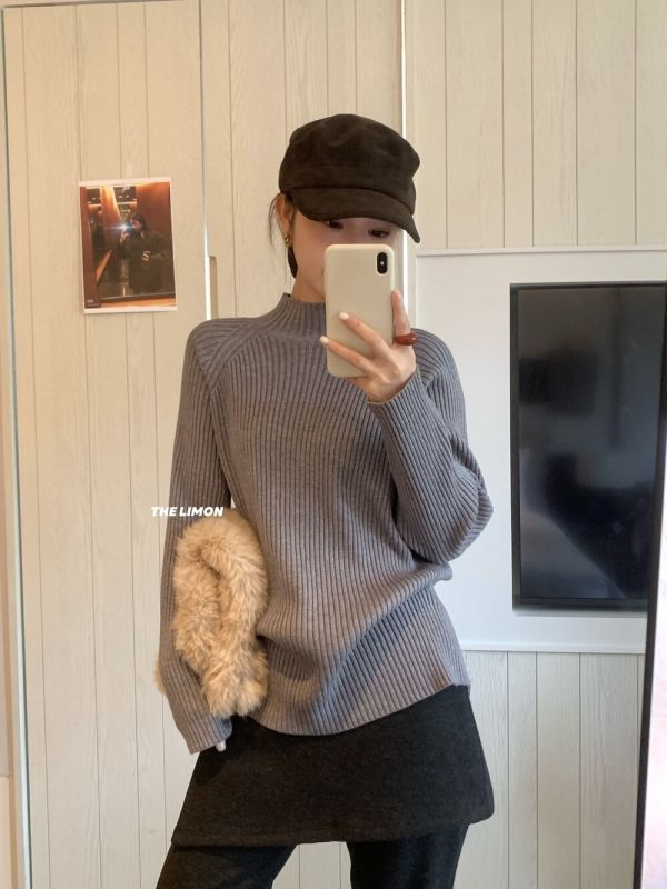 超多色～氣質百搭坑條顯瘦半高領針織 超多色～氣質百搭坑條顯瘦半高領針織