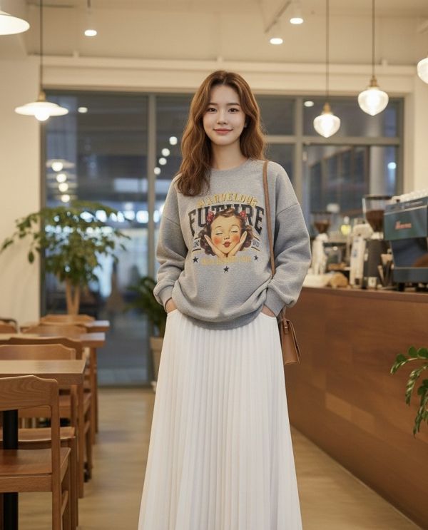 Korea 復古女孩印花休閒T恤-3色 Korea 復古女孩印花休閒T恤-3色