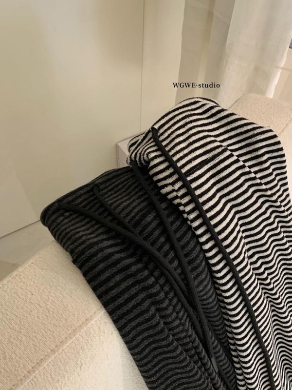 慵懶鬆弛感復古條紋垂感休閒褲-2色 慵懶鬆弛感復古條紋垂感休閒褲-2色