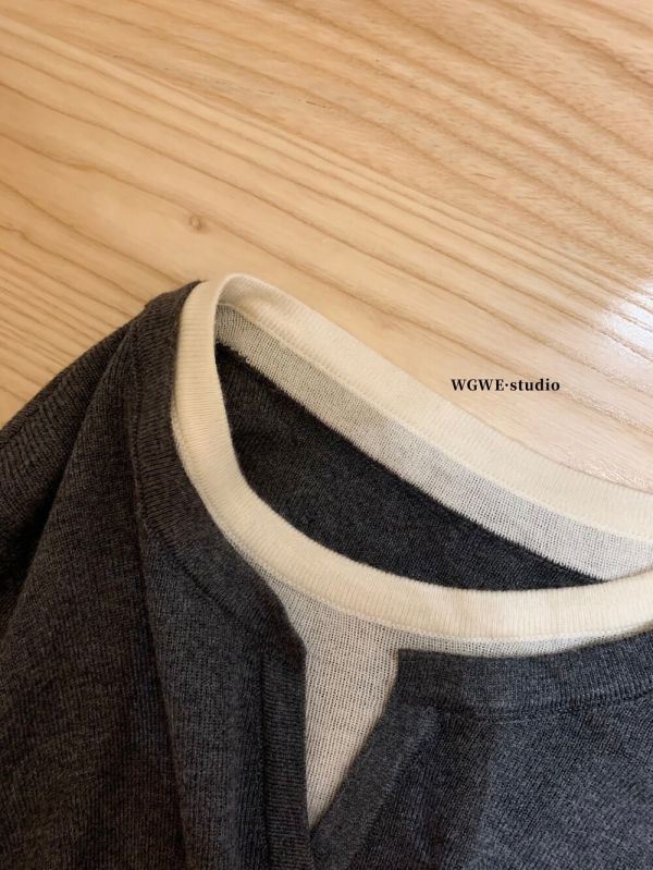 法式百搭修身顯瘦假兩件針織上衣-4色 法式百搭修身顯瘦假兩件針織上衣-4色