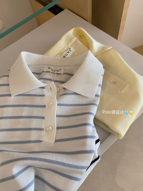 法式經典百搭條紋polo領針織背心-3色 法式經典百搭條紋polo領針織背心-3色