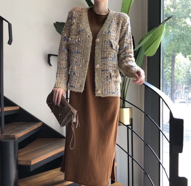 Korea 氣質寬鬆小香風針織外套-3色 Korea 氣質寬鬆小香風針織外套-3色