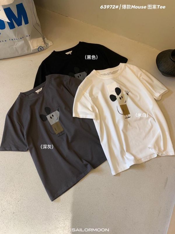韓系卡通老鼠印花休閒短T-3色 韓系卡通老鼠印花休閒短T-3色
