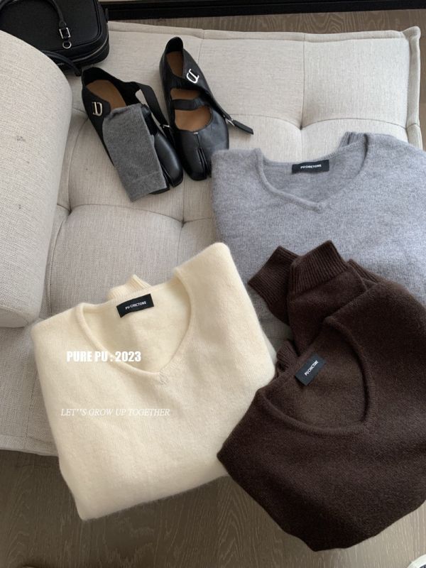 顯瘦溫柔浣熊絨高品質V領毛衣-3色 顯瘦溫柔浣熊絨高品質V領毛衣-3色