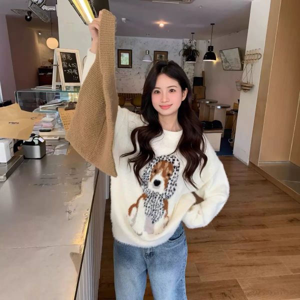 水貂毛軟柔柔小狗針織毛衣 水貂毛軟柔柔小狗針織毛衣