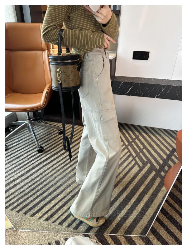 工裝大口袋設計感牛仔直筒神褲-2色 工裝大口袋設計感牛仔直筒神褲-2色