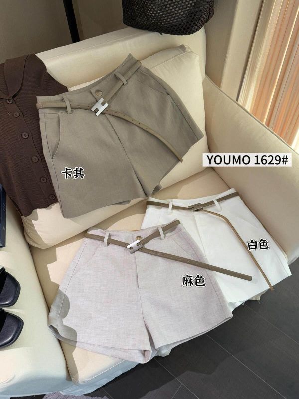 老錢風百搭顯瘦A字休閒短褲（配腰帶）-3色 老錢風百搭顯瘦A字休閒短褲（配腰帶）-3色