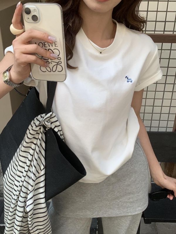 春夏純色小馬刺繡清新百搭T-5色 春夏純色小馬刺繡清新百搭T-5色