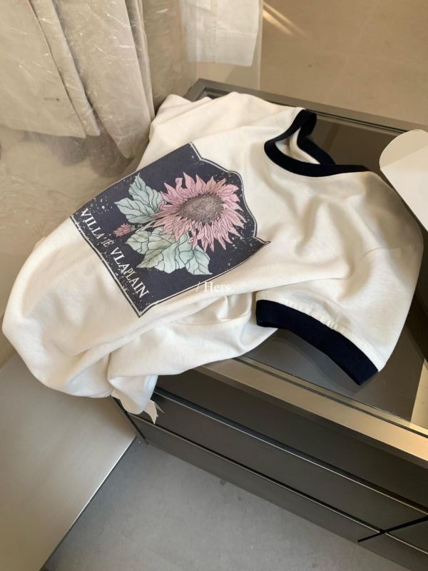 向日葵印花撞色圓領T恤-2色 向日葵印花撞色圓領T恤-2色