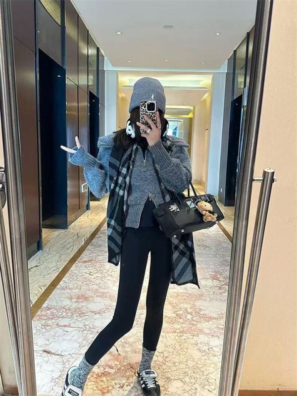 翻領雙拉鏈寬鬆顯瘦好比例上衣外套-3色 翻領雙拉鏈寬鬆顯瘦好比例上衣外套-3色