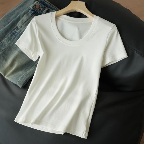 U型棉質修身純色上衣-4色 U型棉質修身純色上衣-4色