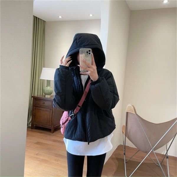 保暖連帽輕盈鋪棉寬鬆休閒外套-2色 保暖連帽輕盈鋪棉寬鬆休閒外套-2色