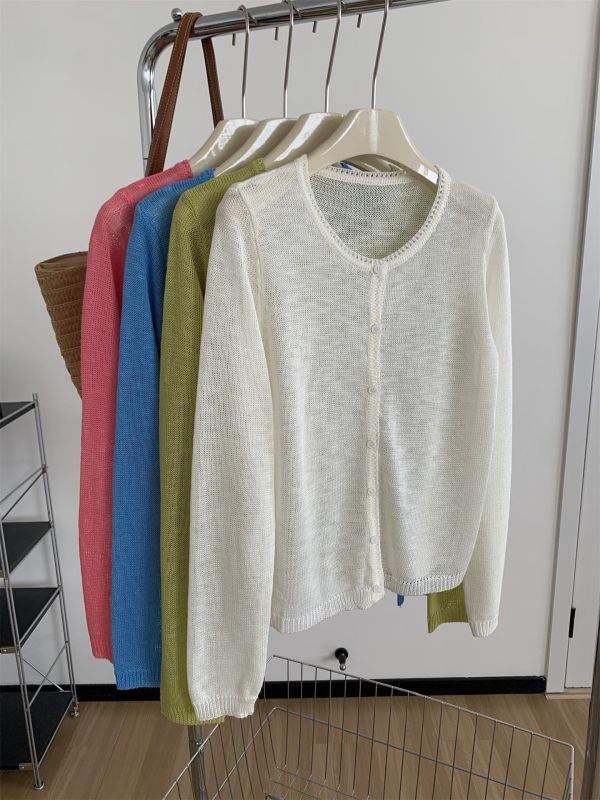 顯白色系克萊因藍冰絲薄款鬆弛感防曬空調罩衫-4色 顯白色系克萊因藍冰絲薄款鬆弛感防曬空調罩衫-4色