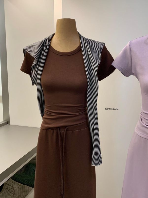 氣質修身T+長腿闊腿褲休閒套裝-6色 