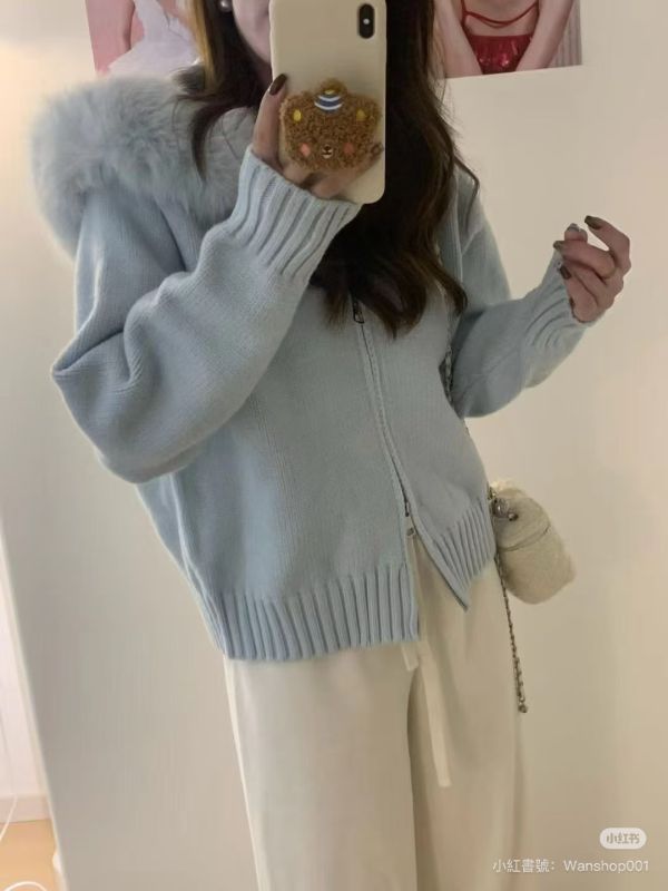 毛毛領可拆 多穿保暖連帽針織-5色 毛毛領可拆 多穿保暖連帽針織-5色