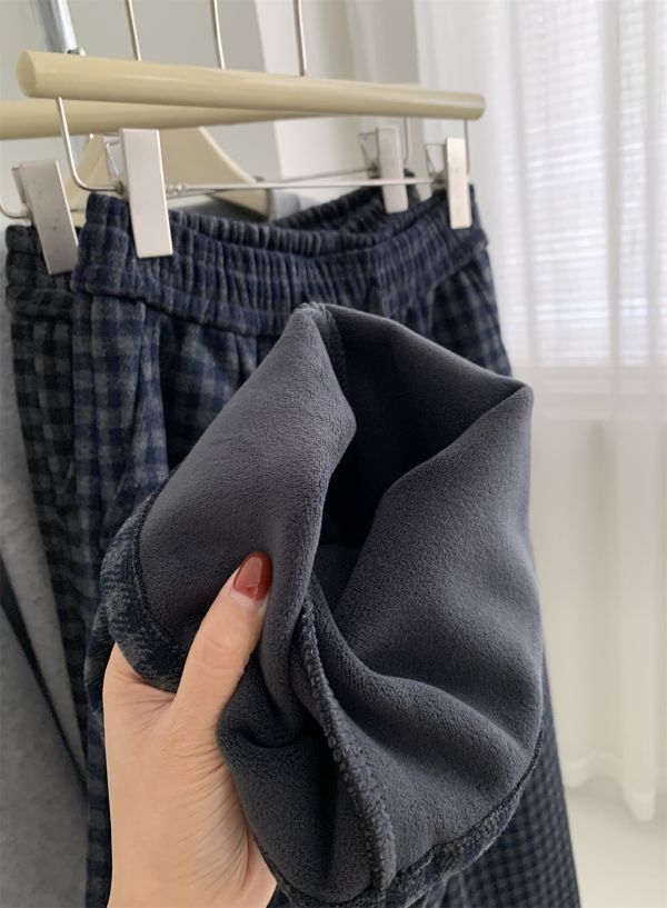 加厚加絨格子直筒保暖休閒褲-2色 加厚加絨格子直筒保暖休閒褲-2色