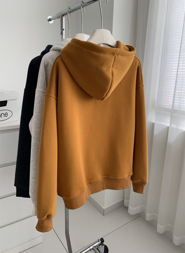 重磅加絨美式字母套頭鬆弛感連帽上衣-3色 重磅加絨美式字母套頭鬆弛感連帽上衣-3色