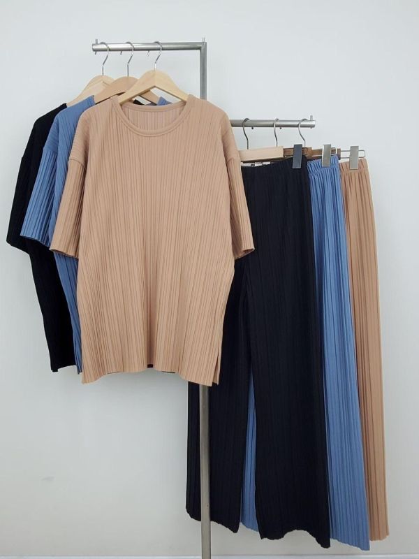 Korea 舒適褶皺寬鬆上衣+褲子set-3色 Korea 舒適褶皺寬鬆上衣+褲子set-3色