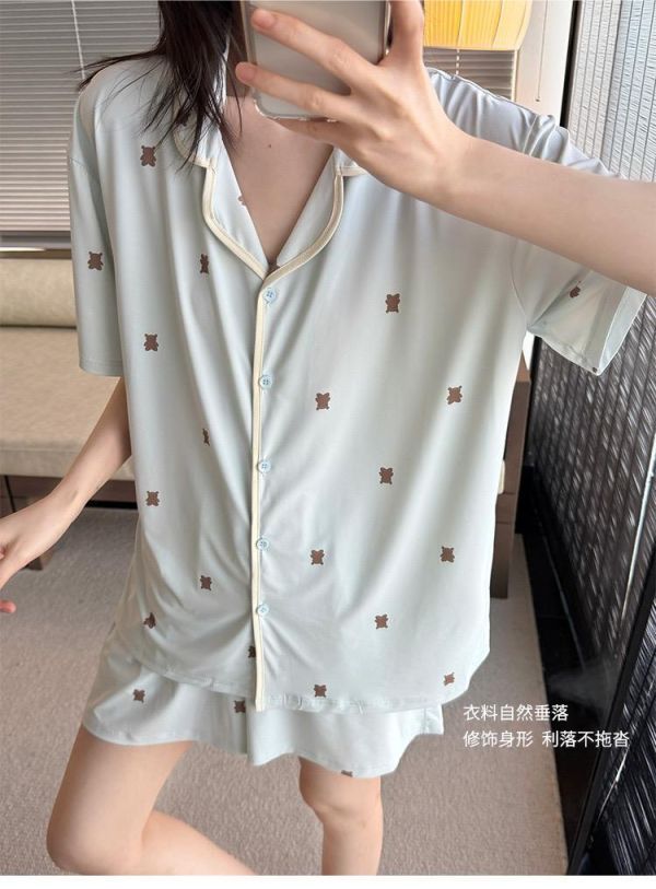 冰絲小熊自然垂感無拘束涼感居家套裝-3色 冰絲小熊自然垂感無拘束涼感居家套裝-3色