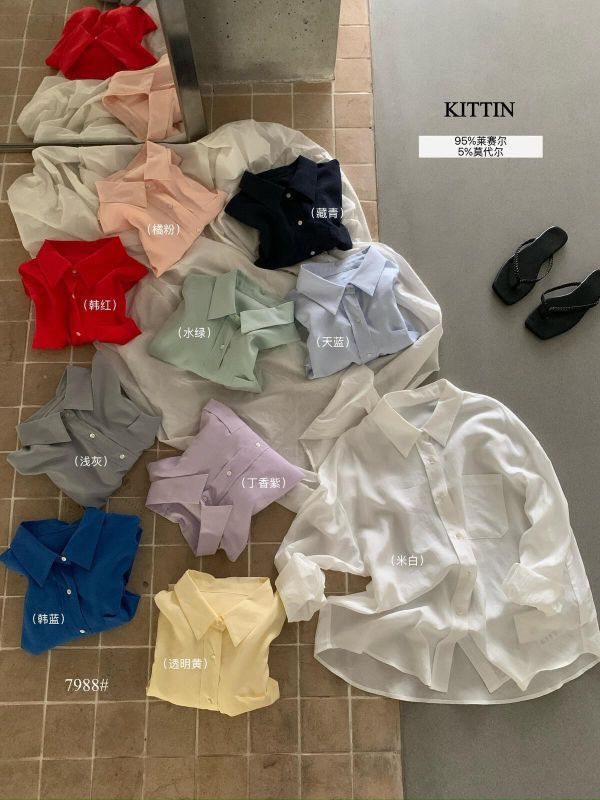 韓系簡約多巴胺基礎寬鬆襯衫上衣-10色 韓系簡約多巴胺基礎寬鬆襯衫上衣-10色