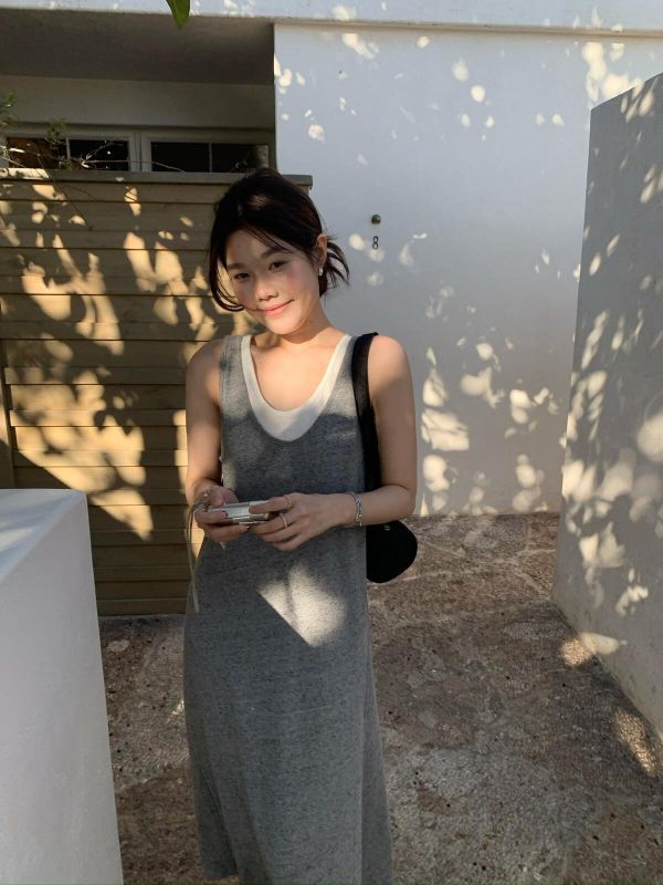 春夏極簡撞色拼接肌里棉連身裙-3色 春夏極簡撞色拼接肌里棉連身裙-3色