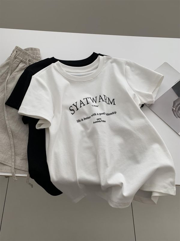 簡約字母印花棉百搭款上衣-2色 簡約字母印花棉百搭款上衣-2色