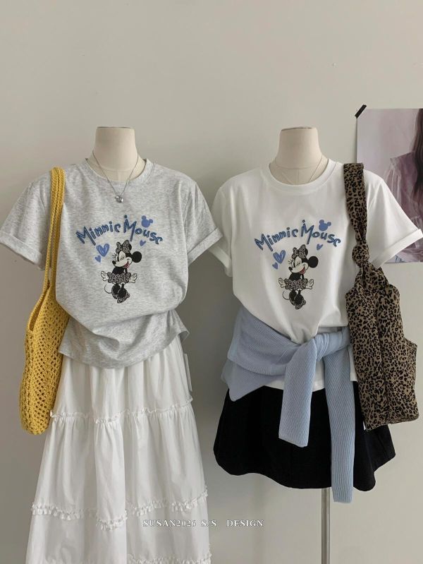 百搭可愛卡通質感印花T恤-2色 百搭可愛卡通質感印花T恤-2色